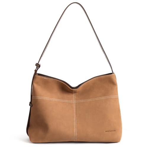 Image of BOSTANTEN Suede and Vegan Leather Purses for Women Roomy Shoulder Handbag