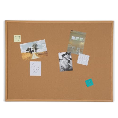 Staples Standard Cork Bulletin Board, Oak Finish...