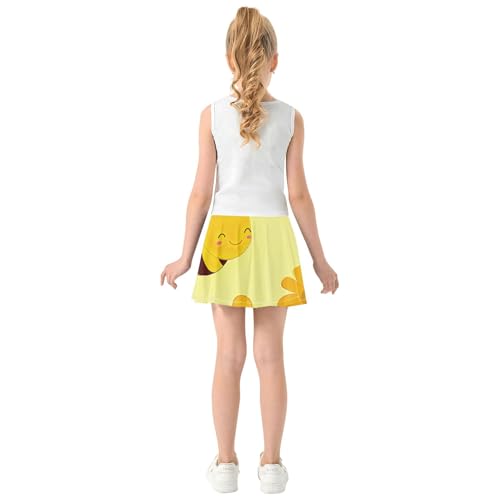 Joisal Cute Cartoon Bees Flowers Athletic Shorts for Girls Skorts Toddlers Tennis Skirts Cool Pink Girl Skort 3t4