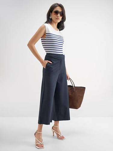 Image of Tokyo Talkies Wide Leg Relaxed fit Cullotes |Ultra Soft, Elasticated, High Waist, Wrinkle Free Trousers |All Day Wear