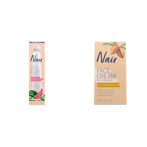 NAIR Prep & Smooth Facial Hair Remover for Women, 1.76 oz & Moisturizing Face Cream, 2OZ