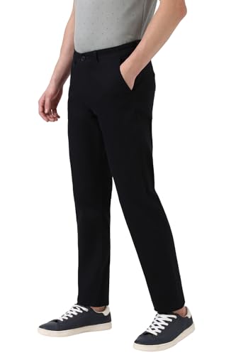 Image of Peter England Men's Straight Fit Mid Rise Chino Casual Trouser with Premium Dobby