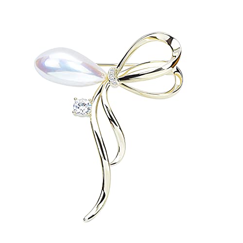 Image of Elegant Love Bow Brooch Micro Pave Cubic Zirconia Bowknot Wedding Bride Mother Brooch Pin Ribbon Shape Jewelry Brooch Breastpin