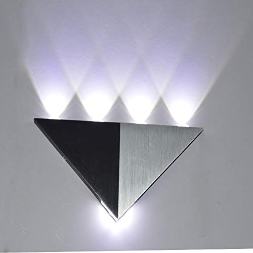 Lampe Triangle Led Lampe Murale En Aluminium Pur Tv Lampe Triangle Mur Lampe Mode Moderne 3W triangle argent pâle