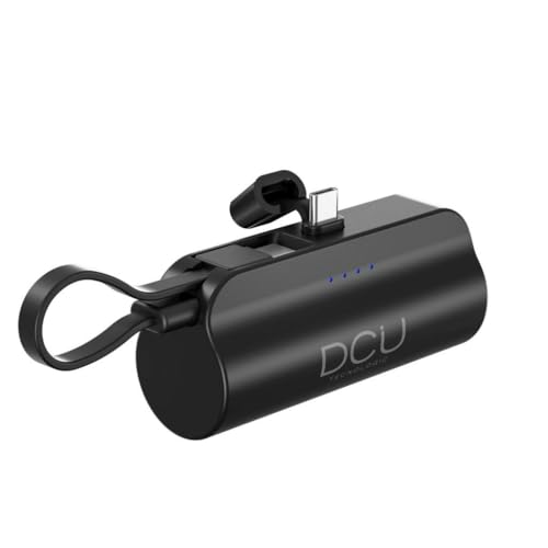 DCU TECNOLOGIC - Mini Power Bank - Batteria esterna - 5000mAh - USB C - Ricarica rapida - Supporto per smartphone - Indicatore LED - Portatile