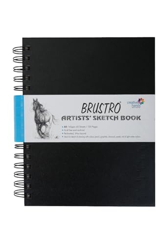 Image of BRUSTRO Artist Metallic Colour Pencil Set of 12 Shades, 3.3mm Lead with Wiro Bound Sketch Book, A5 (5.8x8.3 Inches), 120 Pages, 160 GSM | Ideal for Drawing, Sketching, Shading,Mandala Art