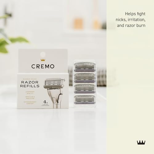 Cremo Razor Refills for Men, Astonishingly Superior Shaving Razors For Men, Compatible with Cremo Razors, 4 Pack