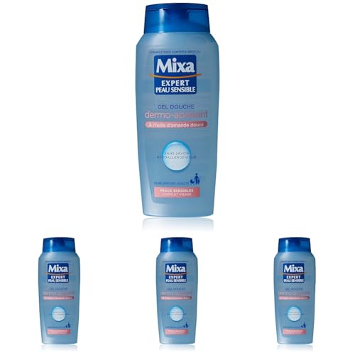 Mixa Gel Douche Dermo-Apaisant à l'Huile d'Amande Douce 1 Unité x 400 ml (Lot de 4)
