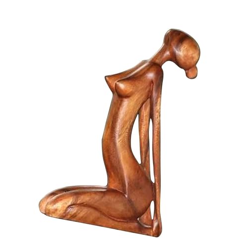 Statue yoga – Scultura in legno per meditazione, statuetta da giardino fatta a mano | Oggetti decorativi spirituali, pose da donna rilassante, decorazione artistica da tavolo per soggiorno con studio
