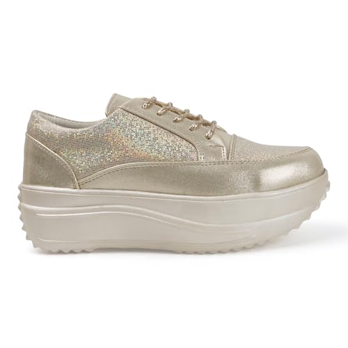 Image of Vendoz Women Casual Wedding I Glittery Embellished Sneakers I Comfortable and Stylish I Lightweight Stylish Shoes for Girls CNV4044