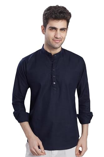 Image of DIVISIVE Men's Slim Fit Full Sleeves Cotton Short Kurta