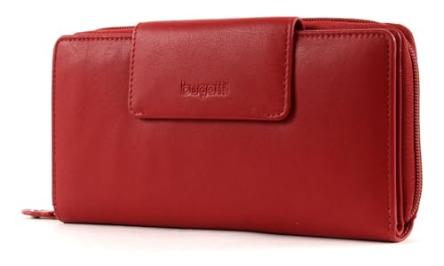 Bugatti Vertice Women's Wallet Large Leather 24 Cards, red, L, Contemporary