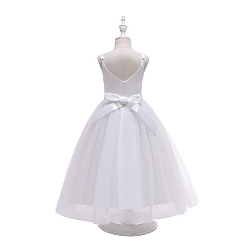 Image of Glamulice Flower Girls Spaghetti Strap Tulle Dress Long A Line Wedding Pageant Dresses Princess Birthday Party Ball Gown