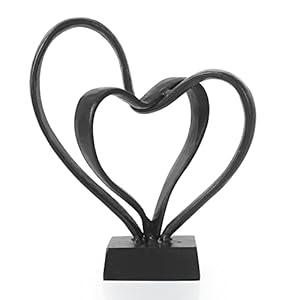 DreamsEden Cast Iron Interlocking Hearts Sculpture – Anniversary Romantic Gift for Couples, Valentines Wedding Keepsake, Home Decor Statue (6.7″ H)