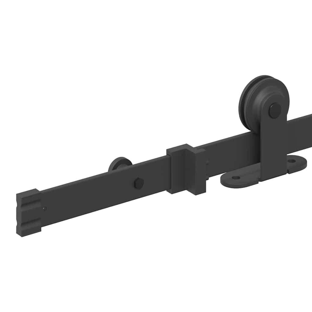 vidaXL Kit de quincaillerie de Porte coulissante 152,5 cm Acier Noir, quincaillerie de Porte coulissante, Galet de Porte coulissante, système de Porte coulissante