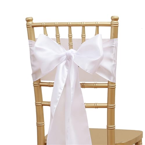 Highdi Rubans en Satin Tissu Housse de Chaise Nœuds Papillon Ruban Ceinture Nœuds de Mariage pour Fournitures de Ceremonie Fête de Anniversaire Décoration...