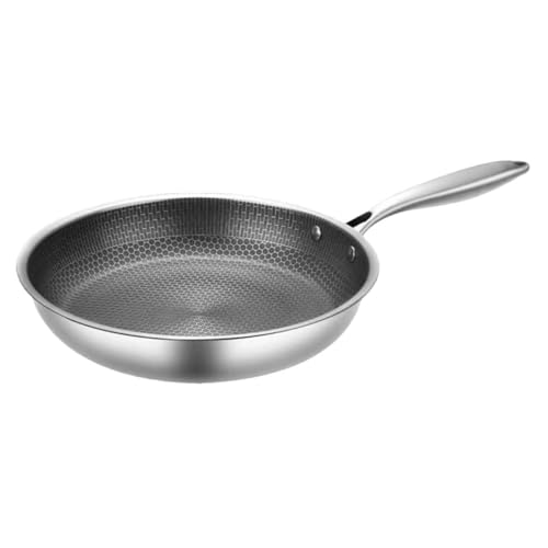 iplusmile Sartén Antiadherente de Acero Inoxidable 28 CM Revestimiento Tipo Panal Sartén para Huevos y Filetes Fondo Plano para Distribución Uniforme del Calor Adecuado para Cocina de