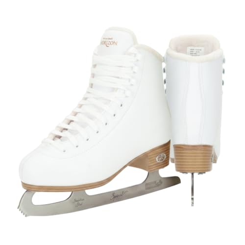 Riedell Horizon Ice Skates for Men and Women, White/Horizon - 8