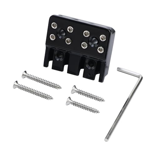 OVSAL Guitar Bridge String Locks 4 String Bass String Locking Nut Headless Bass Guitar String Lock Brass String Locking for Headless Electric Bass Guitar Replacement Parts ?Black)