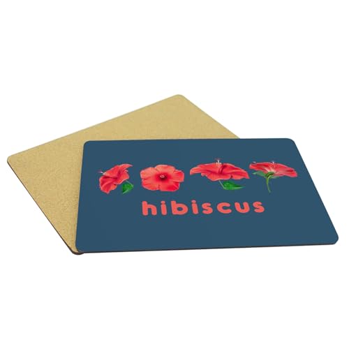 Sets de table souples en liège napperons bleu hibiscus rouge grand format 4pcs - 5