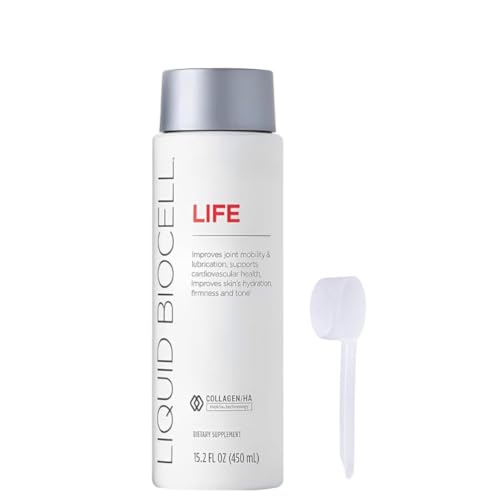 Liquid BioCell Life Liquid Collagen Supplement with Hyaluronic Acid and Type II Collagen - Anti-Aging Drink - 450 mL / 15.2 fl oz with Measuring Table Spoon