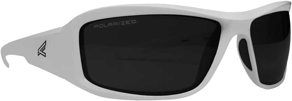 TXB246 Brazeau Polarized Wrap-Around Safety Glasses, Anti-Scratch, Non-Slip, UV 400, Military Grade, ANSI/ISEA & MCEPS Compliant, 5.04" Wide, White Frame/Smoke Lens