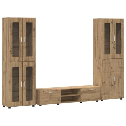 vidaXL Conjunto de Mueble de TV Roble Artesanal Madera de ingeniería, Armario Moderno y Amplio, Ideal para Almacenamiento, diseño Rectangular, Mueble Duradero para el salón
