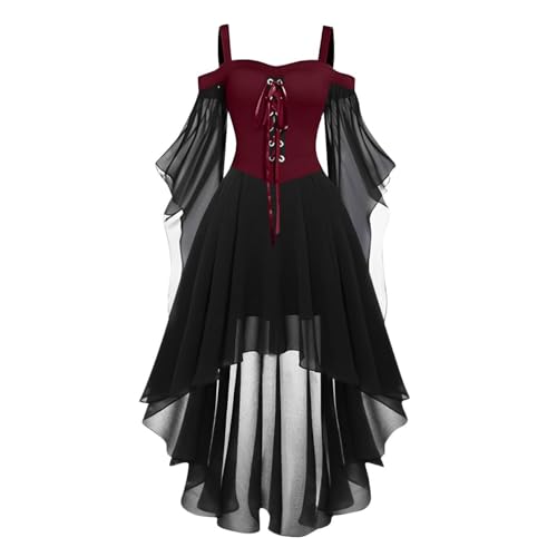 OIOLOYJM Witch Costume Women Sexy Plus Size Renaissance Vampire Gothic Corset Womens Halloween Costumes Woman 2025 Clothes Dresses Wine 3XL