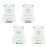Happy Wax Fresh Cotton Hanging Car Cub Air Freshener - Scented and Infused with Natural Essential Oils - Cute 4-Pack