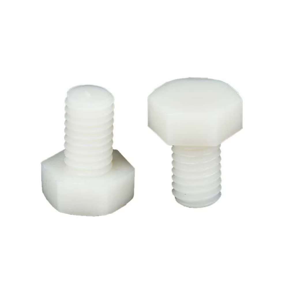 FEEIMOL Plastic Screws Nylon Hex Bolts Full Thread Machine Screws White M5x20mm (50 pcs) - Image 2