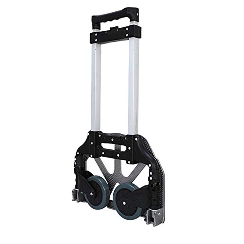 ZZQ Teleskopwagen Aluminiumlegierung tragbare Faltbare leise Gepäckwagen Einkaufswagen Wagen für den Lagergebrauch Haushalt einkaufen Multi-Color,Black Cover