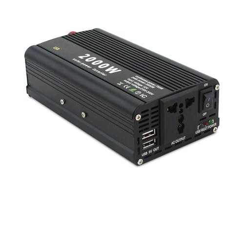 Convertidor Coche Inversor Inversor De Corriente Portátil 2000W con Doble Puerto USB Negro Rojo Plateado Adaptador CC De 12 V/24 V A CA De 220 V/230 V Enchufe Universal(12V 220V Silver)