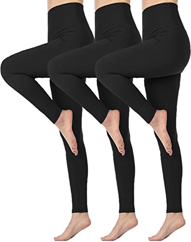 Memoryee Cintura Alta Leggins Mujer, Suaves Elásticos Mallas Pantalon Yoga Barriga Control Talla Extra Fitness Leggings/#3 Pack/Black/Black/Black/S-M Cover