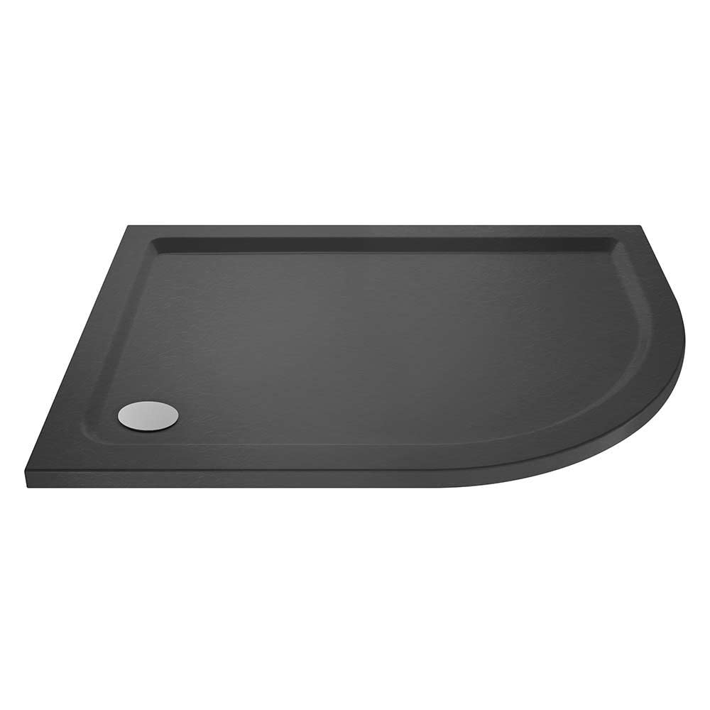 Veebath Grey 40Mm Slate Offset Shower Tray Rh For Walk In Wet Room Enclosure Cubicle - 1000 X 800Mm