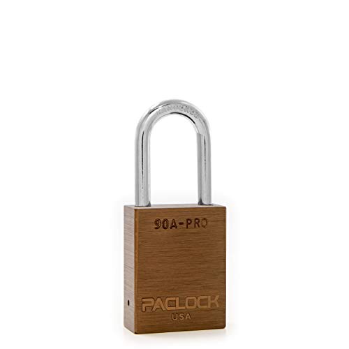 Image of PACLOCK's 90A-PRO Padlock, 1 /4 inch Diameter Hard. Steel Shackle, 1-1 /2 inch Tall, High Performance 7-Pin Cylinder w / 1 Key, Keyed Alike, Brown