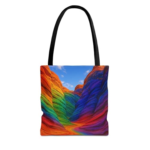 A Canyon Painted with Every Color of the Spectrum Premium Tote Bag with Reinforced Stitching