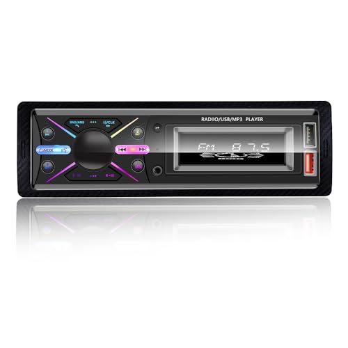 Single Din Car Audio System with APP Control MP3 Player for Car Stereo Radio Support Bluetooth Handsfree/USB/FM/TF/AUX/Fast Charging(Not with RDS)