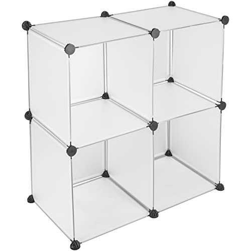 PrimeMatik - Armoire penderie Cabinet etagère de 4 Cubes de 35x35cm en Plastique Blanc