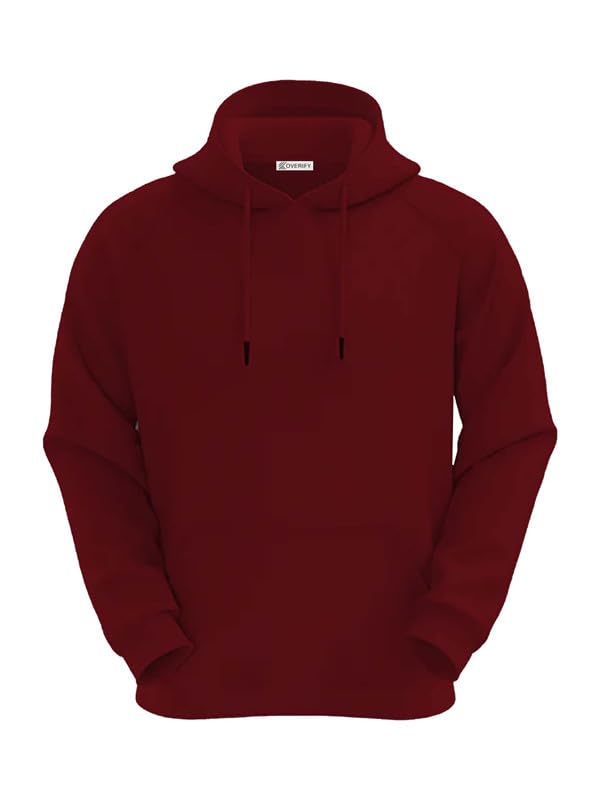 koverify Winter wear Relaxed Fit Plain Cotton Blend Full Sleeves Hoodie for Men-picture-12