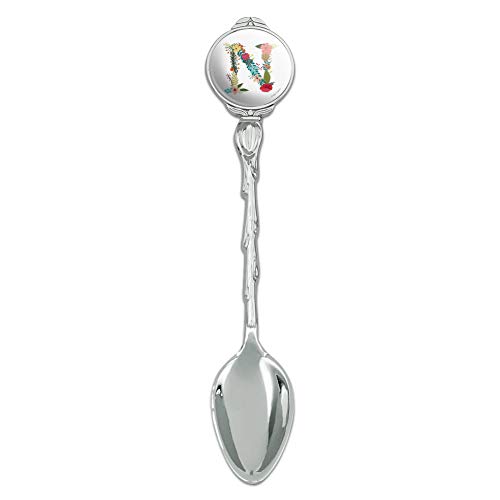 Letter N Floral Monogram Initial Novelty Collectible Demitasse Tea Coffee Spoon