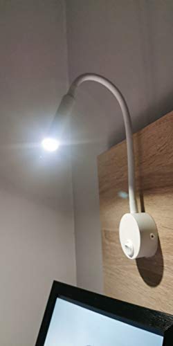 Image of 2-Pack Wall Mount Reading Lamp, 6000K Pure White 25 Focused, Ideal for 3D Print Machine Crafting Workshop Studio Marine Crew Berth Bunk Bed, Fixed Install (White)
