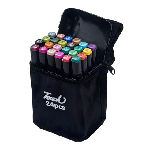 Kit 24 Marcadores Tipo Copic Ponta Dupla Canetas Hidrográficas Permanente Colorido Jogo