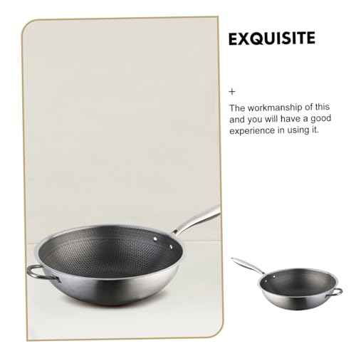 Wok de acero inoxidable con molde de panal y doble mango miniatura 3