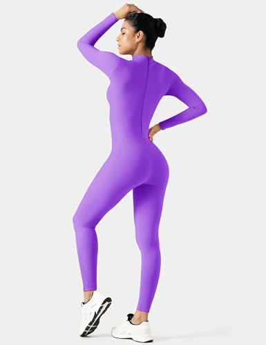Image of speerise Women Bodysuit Rompers Long Sleeve Jumpsuits Leotards One Piece Tummy Control Yoga Workout Outfits