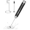 Maestri House Rechargeable Milk Frother with Stepless Speed Control, Handheld Electric Foam Maker Waterproof Detachable Stainless Steel Whisk Drink Mixer Foamer for Lattes, Cappuccino, LunaFro Max