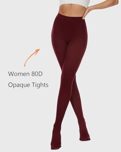 DUCMODA Womens 80 Denier Opaque Tights, Women's Soft Solid Color Footed Pantyhose, High Waist Stocking with 30+ Colors2