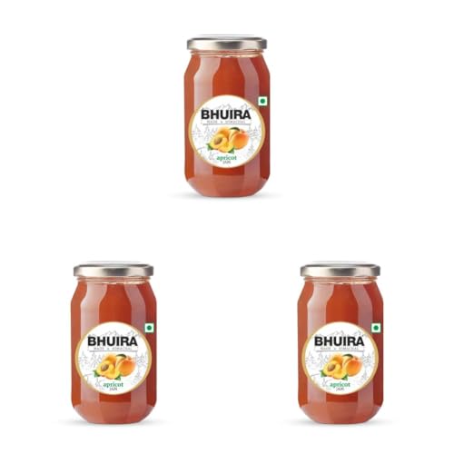 Image of Bhuira Apricot Jam - 240g | All Natural No Added Preservatives, Artificial Colors | Handmade Himachal Vegan Spread | Breakfast Dessert Jam | Healthy Snack | Guilt-Free | Sweet Tart (Pack of 3)