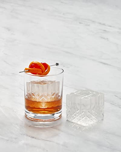 W&P Crystal Ice Tray, Perfect Etched Large Cubes, Slow Melting For Whiskey And Cocktails, Food Grade Premium Silicone, Dishwasher Safe, Bpa Free #TOP3