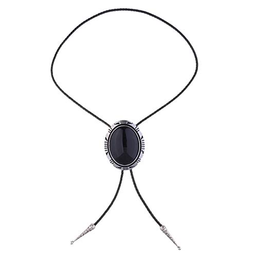 Baoblaze Bolo Laço ocidental Preto para Homens e Mulheres, Americano Bolo Laço de Couro Corda Colar