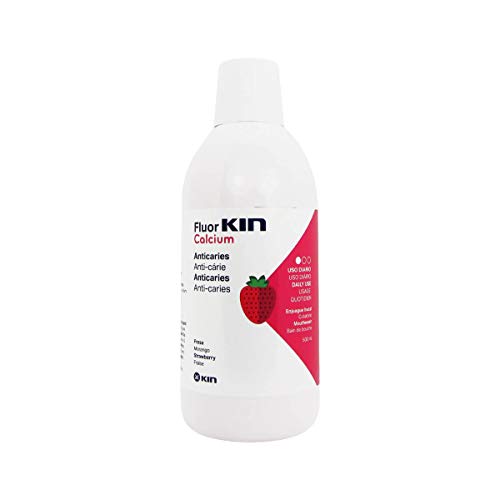 Fluor Kin Enjuague Bucal Infantil ~ Para Niños, con Sabor a Fresa 500 ml Calcio + Flúor